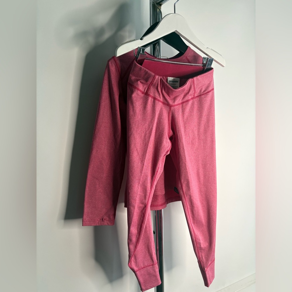 Patagonia Kids Capilene Baselayer Set – Pink Long Sleeve Top & Pants (XS 5-6)